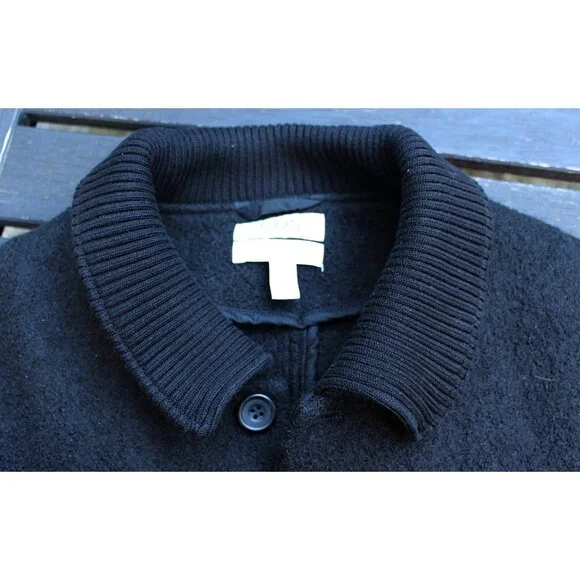 COS Boiled Wool Chore Jacket with Rib Knit Collar, Black, XL - Picture 7 of 9